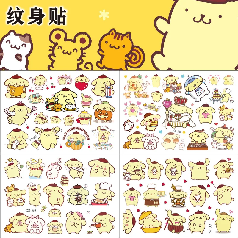 

Sanrio Pompom Purin Tattoo Sticker Anime Figure Cartoon Kid Tattoo Sticker Cute Birthday Party Decoration Water Transfer Sticker