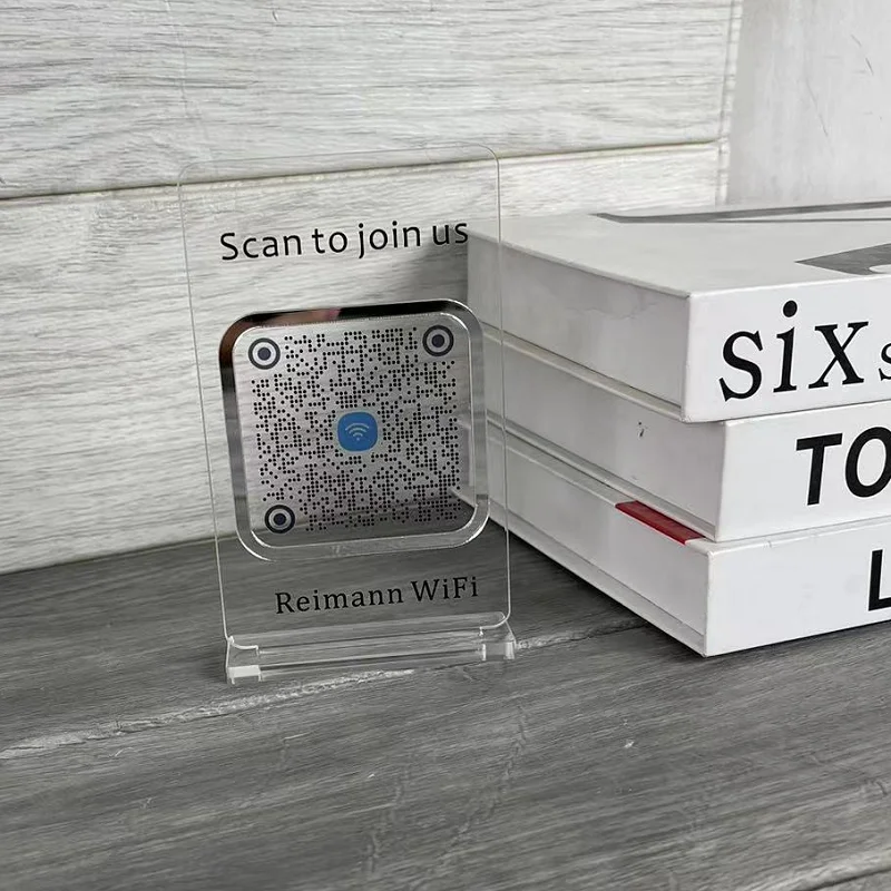 Custom Wifi QR Code Business Frosted Sign Mini Stocking Stuffer Scan to Connect Sign Social Media Sign QR Code Logo Sign