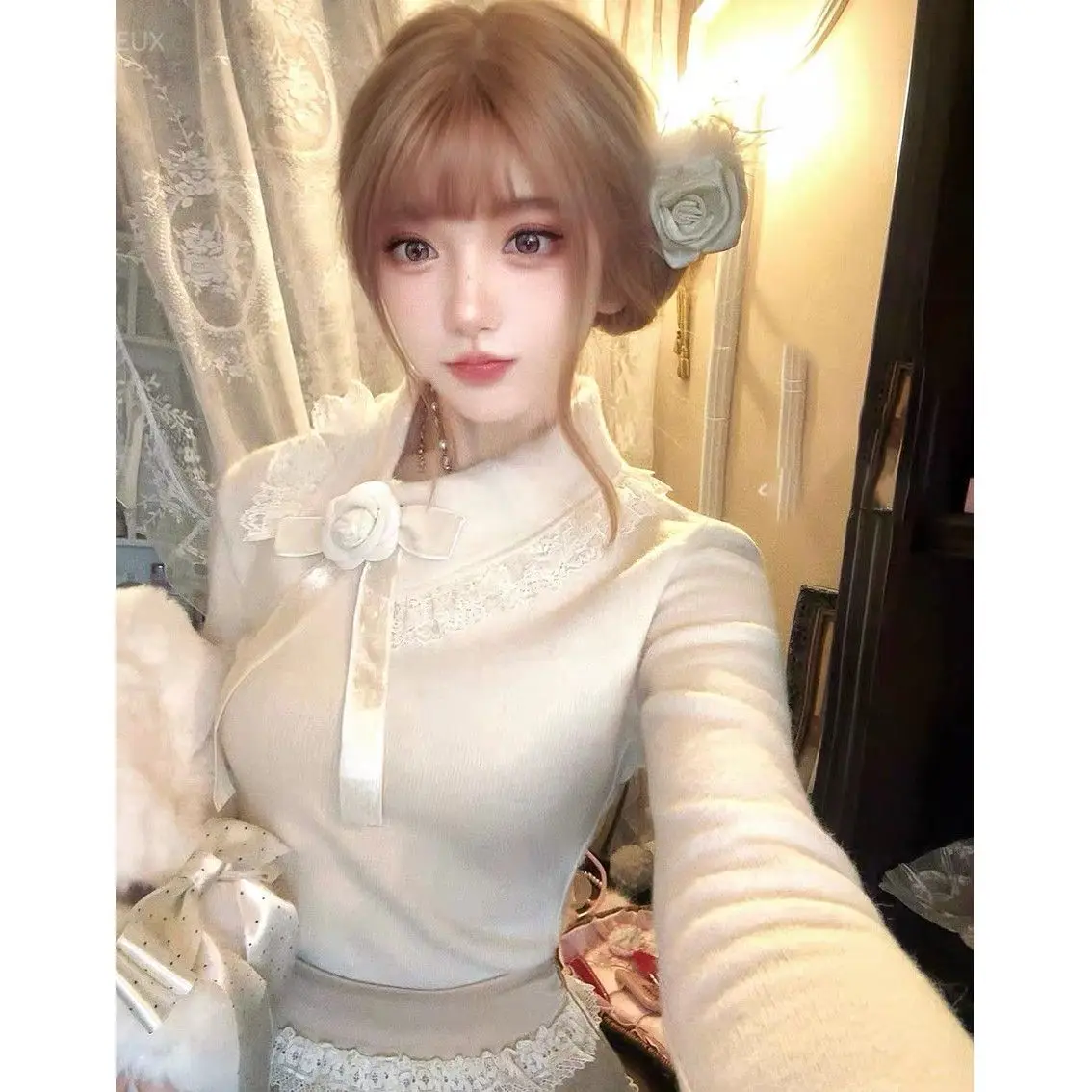 Advanced French Temperament Sweater Pullover Jumper Y2k Top Cashmere Fairy Grunge Winter Clothes Women Sueter Mujer