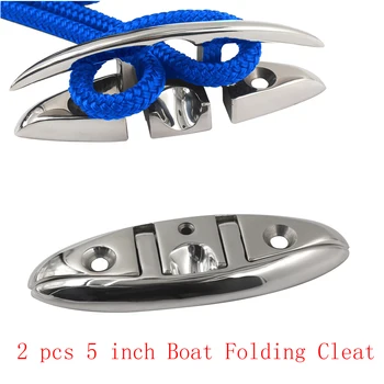 2 paczka 5 Cal łodzi z unoszoną szybą knaga ze stali nierdzewnej 316 Deck składany Flush Dock góra knaga lina cumownicza knaga