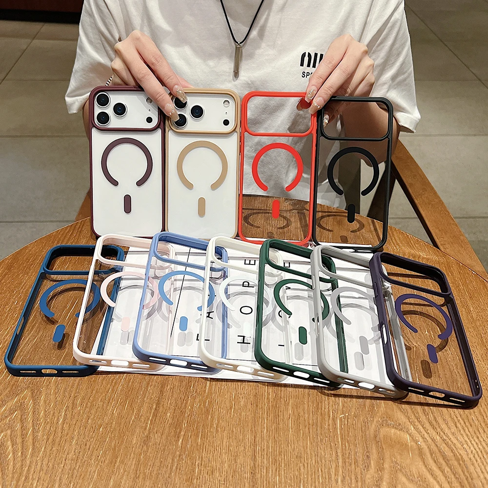 حافظة فاخرة من السيليكون الهجين بلون الحلوى غير اللامع لهاتف آيفون 17 برو ماكس غطاء خلفي صلب شفاف مغناطيسي Magsafe Shell 17Pro