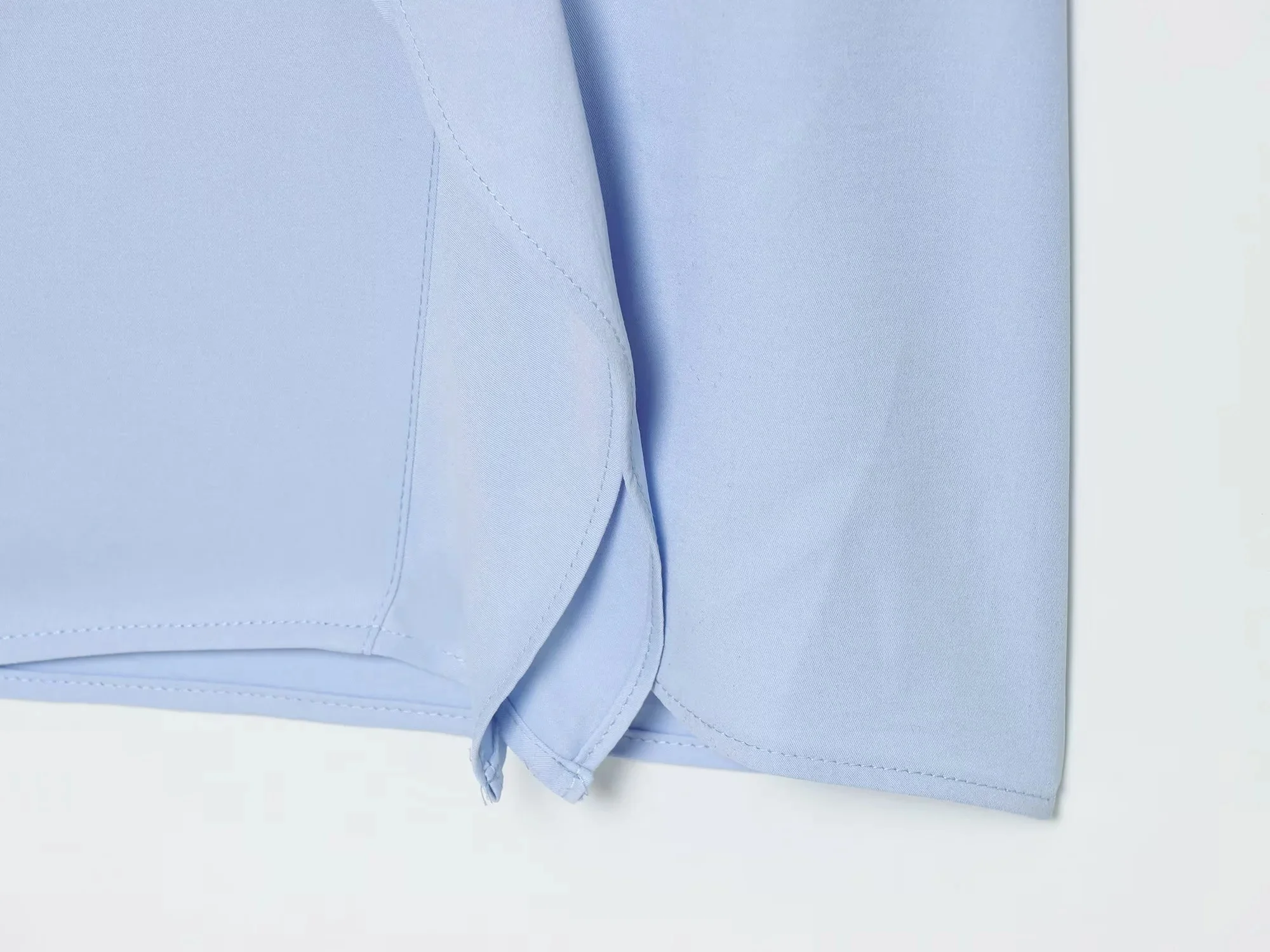 BSAY 2026 Damen Einfarbiges Rundhals-Midikleid mit Halben Ärmeln, Schmal Geschnitten, Seitlich Gerafft, Rüschen-Split, Elegantes Büro- und Formelles Kleid – Detail 26