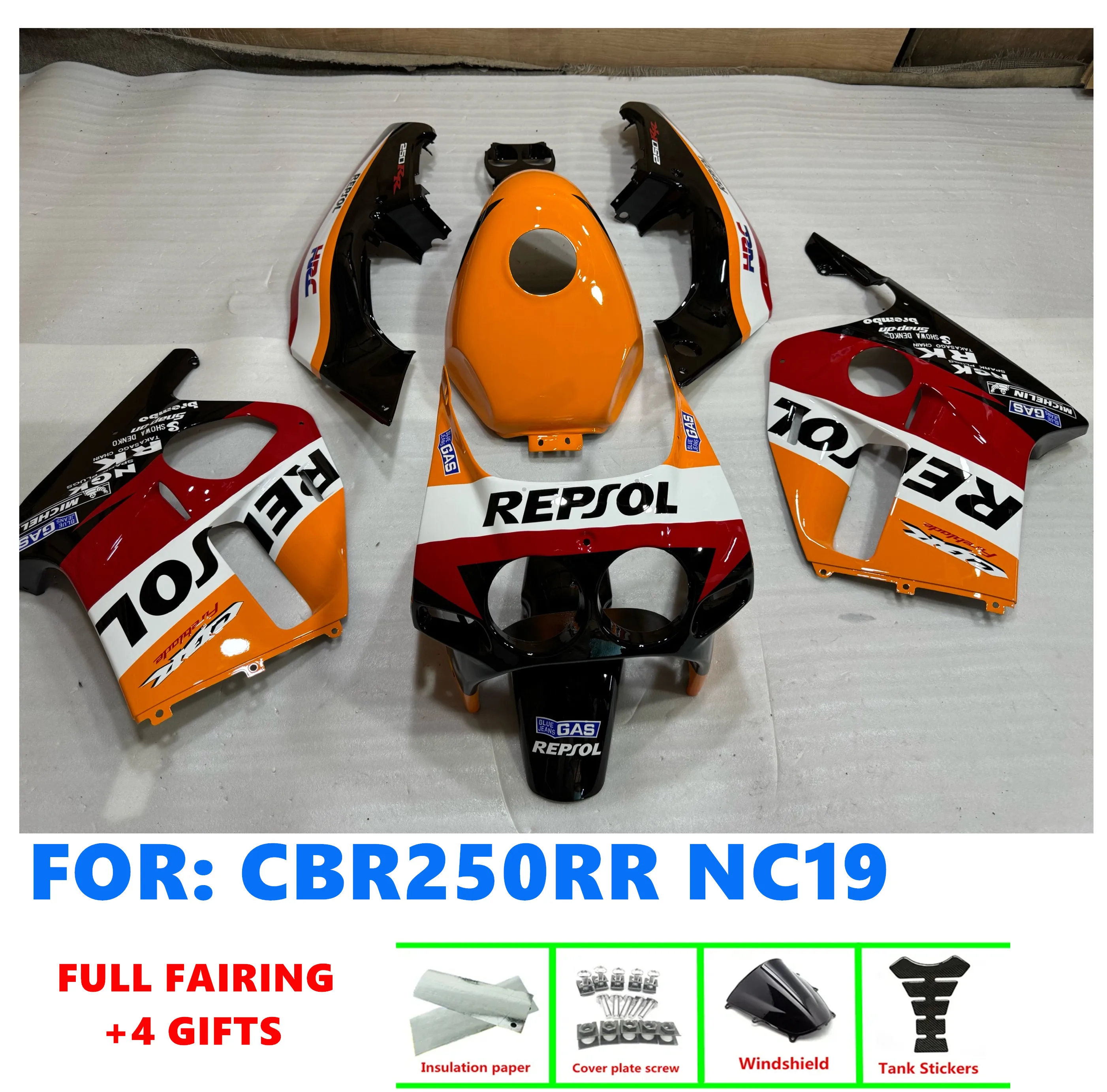 Fit for CBR250RR CBR250 MC19 1987 1988 1989 NC19 ABS Motorcycle full Fairing Set Bodywork Panel Kit CBR 250 RR MC 19 fairings