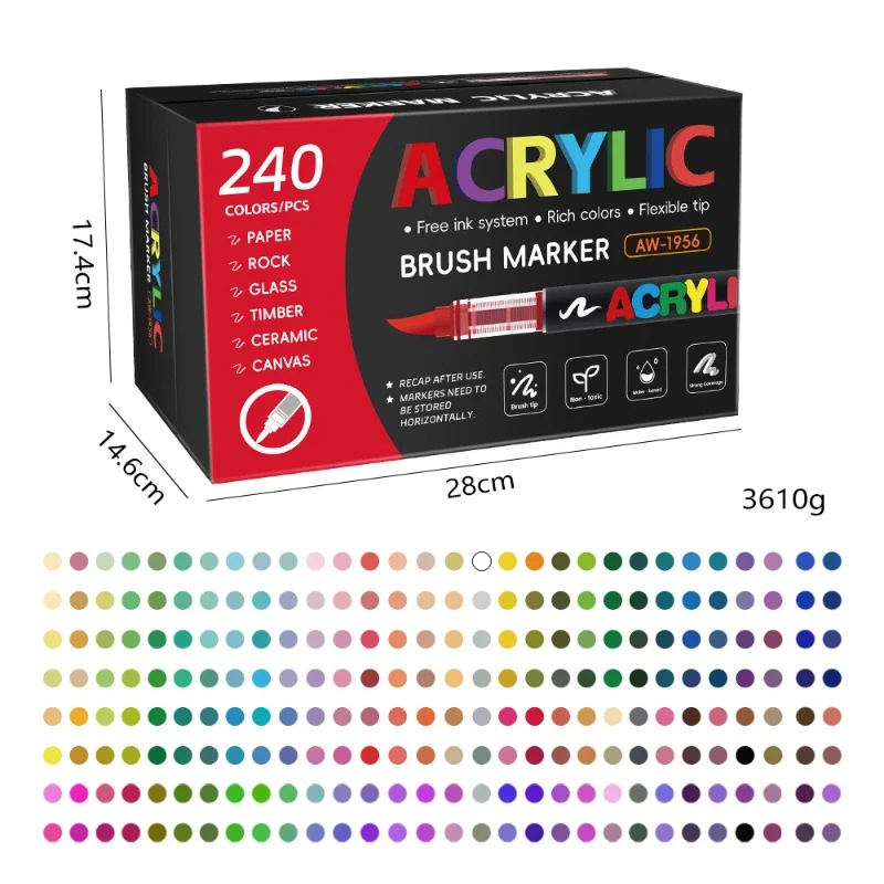 12-168 kleuren directe vloeibare markeerstift set, DIY hand getrokken, graffiti verf kunst acrylverf pennen, perfect voor kunstenaar/student