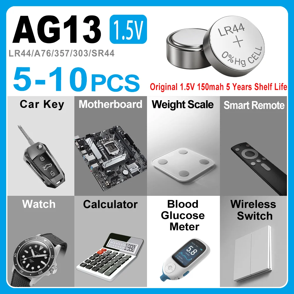 5-10Pcs LR44 Batter…