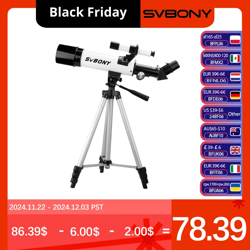 SVBONY SV501P Portable Refractor Astronomical Telescope for Beginners with Tripod and Backpack, Multi-layer Coated Glass