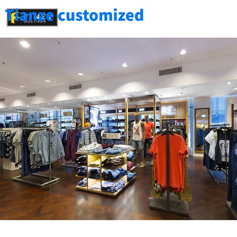 （customized）Customized Factory Price Clothes Retail Freestanding Fashion wall Clothes Display Rack