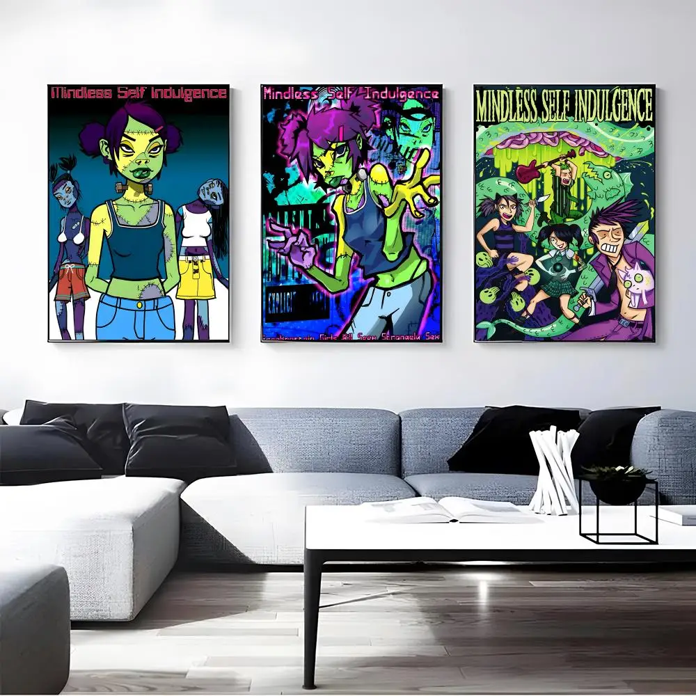 Band M-Mindless S-Self I-Indulgence Poster Self-adhesive Art Waterproof Paper Sticker Coffee House Bar Room Wall Decor