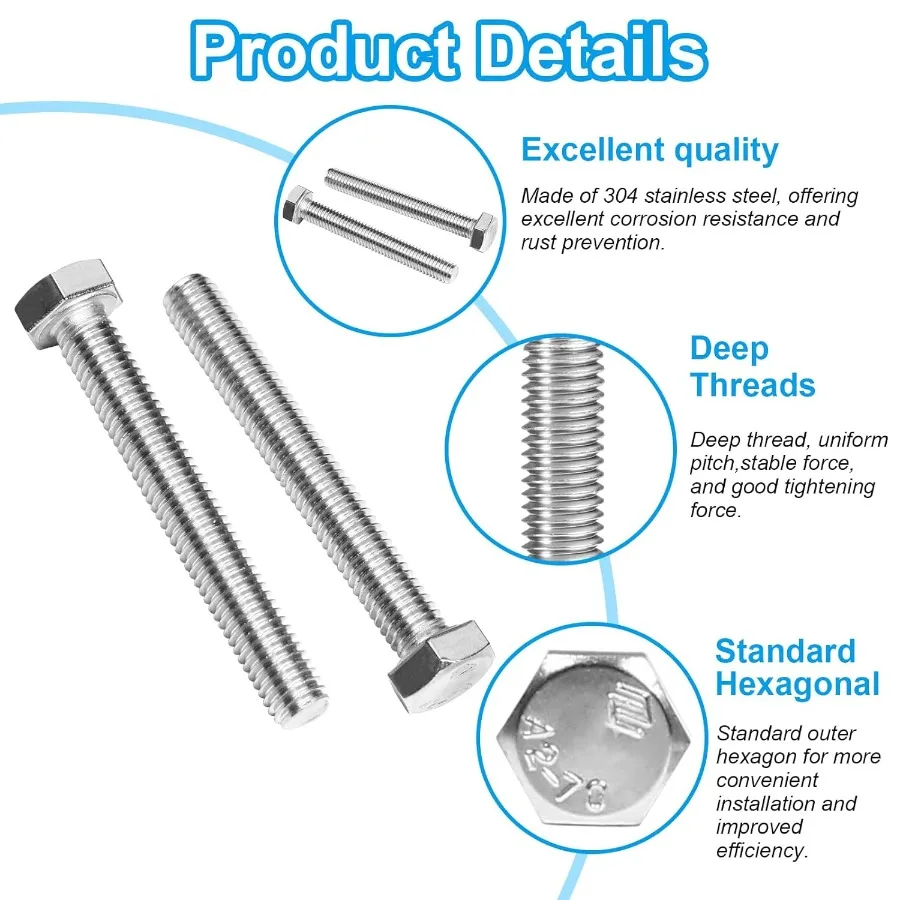 25 Pz M8 Bulloni Esagonali M81.25 x 25mm Vite Esagonale Bullone In Acciaio Inox 304 M81.25mm Bulloni Esagonali Viti Esagonali Macchina Metrico Completamente T