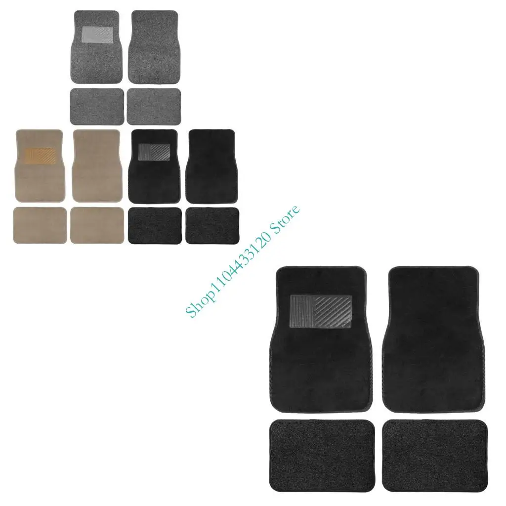 

0XXD 4PCS Universal Car Floor Mats PVC Flocking All Season Waterproof Nonslip Fit Most Vehicles