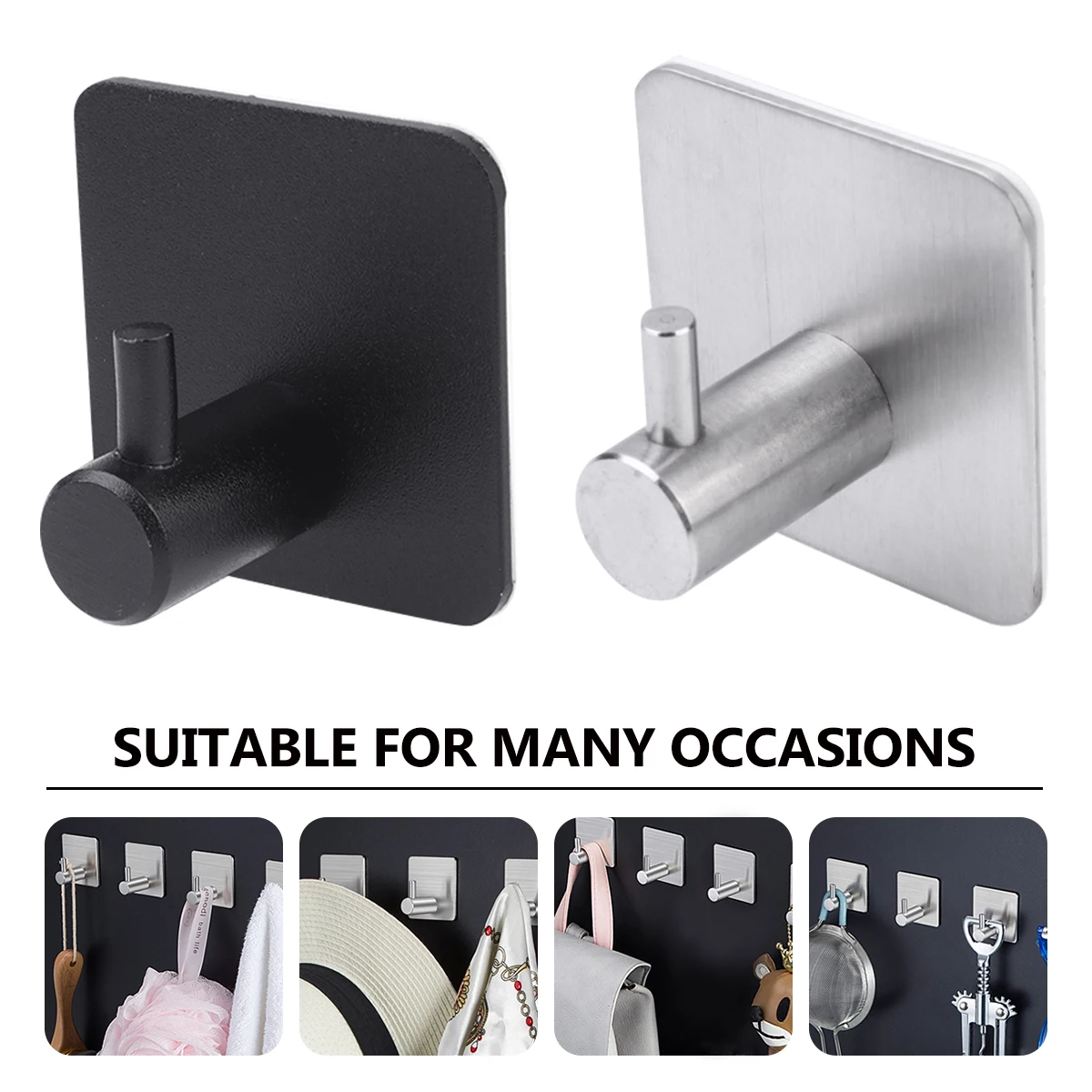 

4pcs Strong Adhesive Hooks 304 Stainless Steel Durable Wall Mounted Bathroom Kitchen Bedroom Cloth Towels Coats