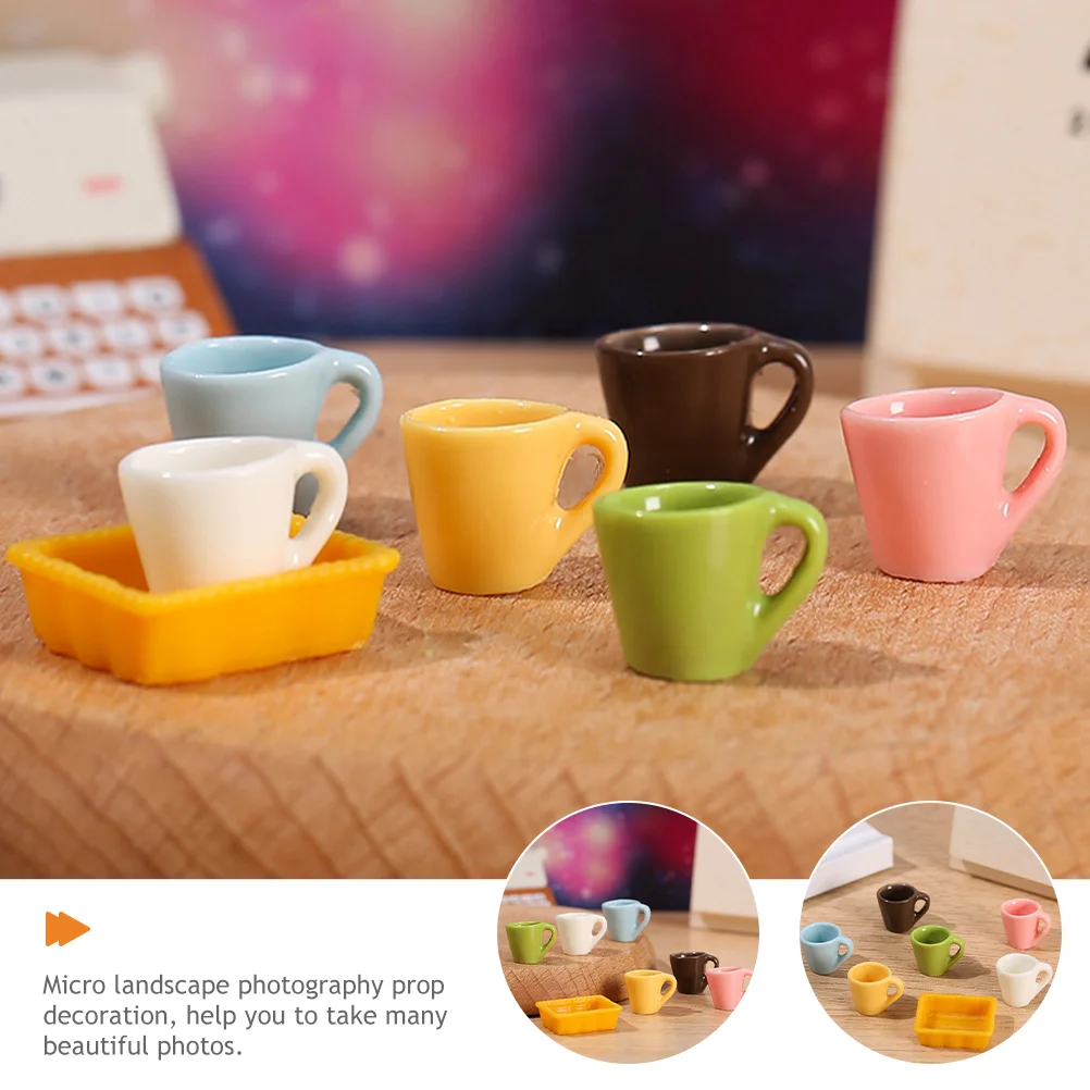 14 Pcs Mini Cup Miniature Coffee Cups Utensils House Toy Tea Supplies Resin Decorations