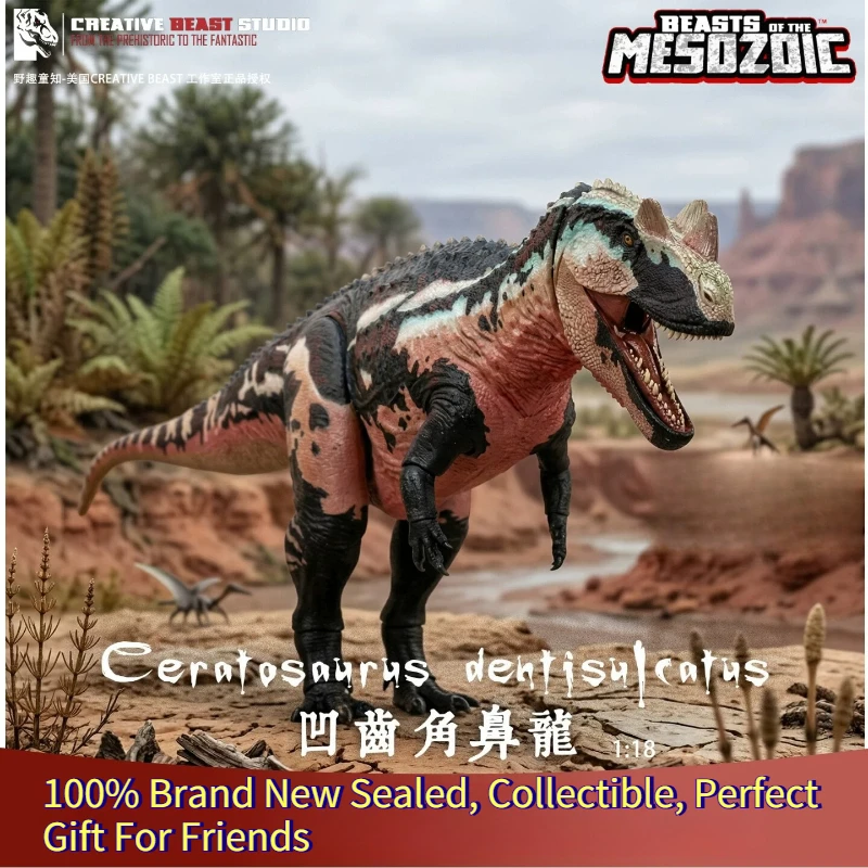 Figura Articulada de Ceratosaurus a Escala 1/18, 100% Nueva, Bestia del Mesozoico, BOM, Dinosaurio Jurásico Cretácico, Modelo de Colección y Regalo