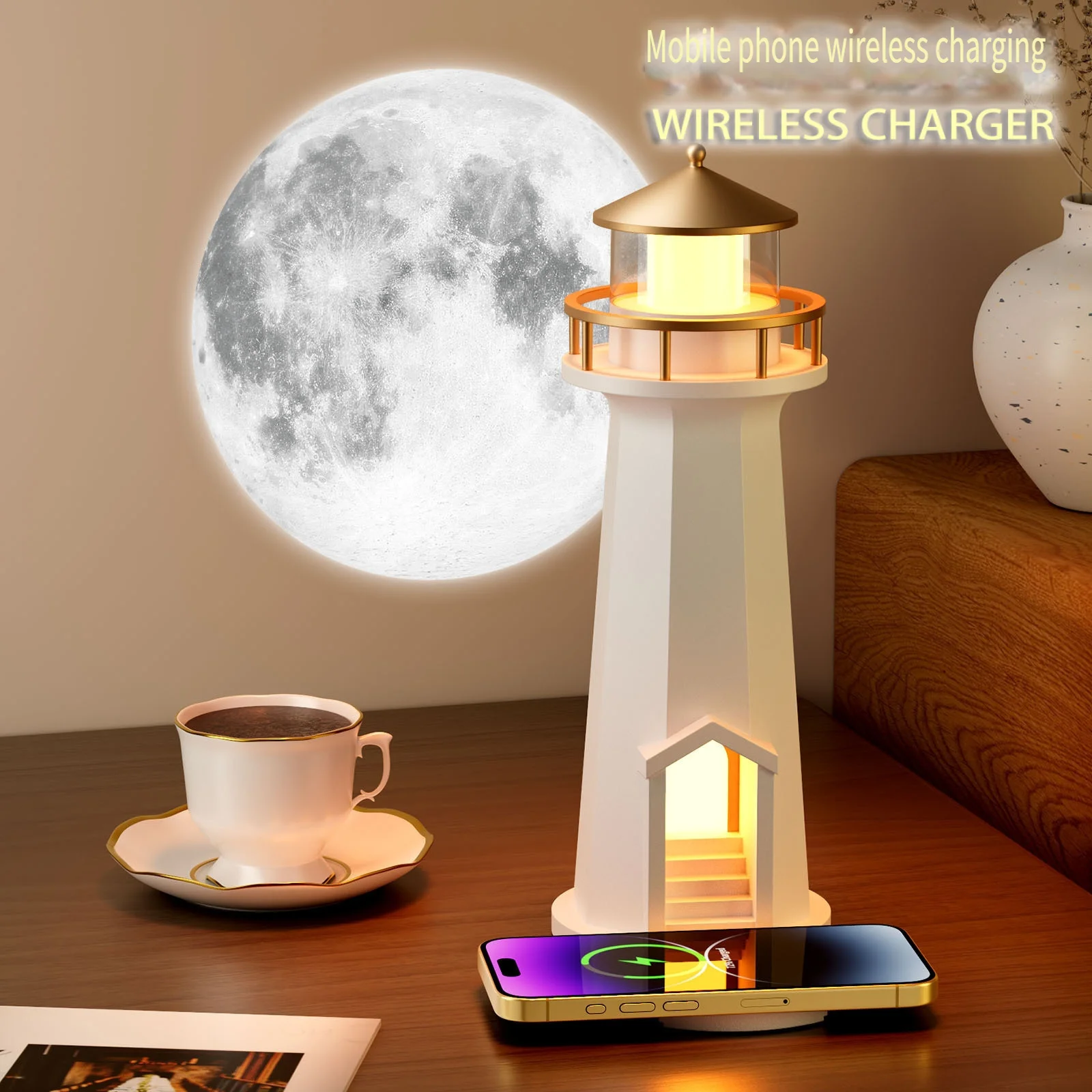 مكبر صوت بلوتوث Moonlight Lighthouse Audio هو هدية عيد ميلاد عملية ومتخصصة للرجال والنساء، مع جو راقي وزخرفة إضاءة ليلية #3