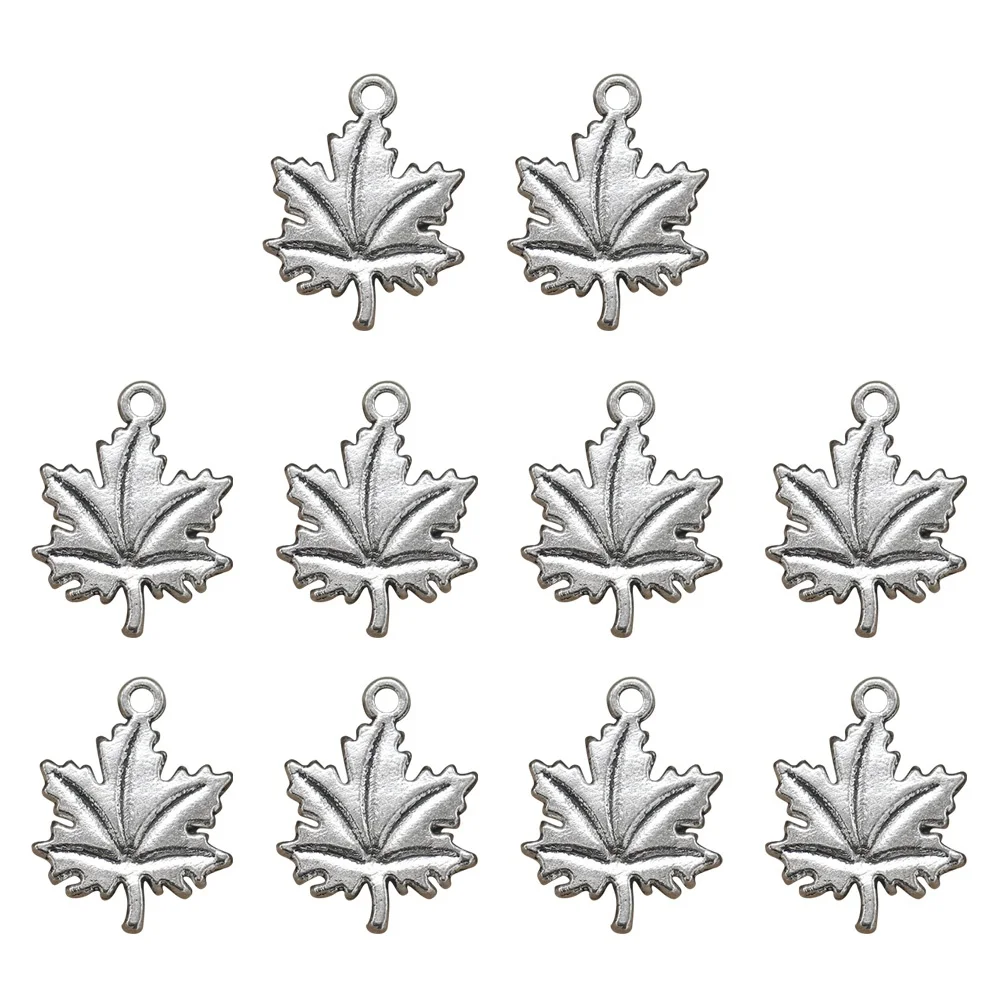 

20Pcs Alloy Maple Leaf Pendant Charm Set DIY Jewelry Components for Necklace Bracelet Anklet Keyring Sweater Chain Decoration