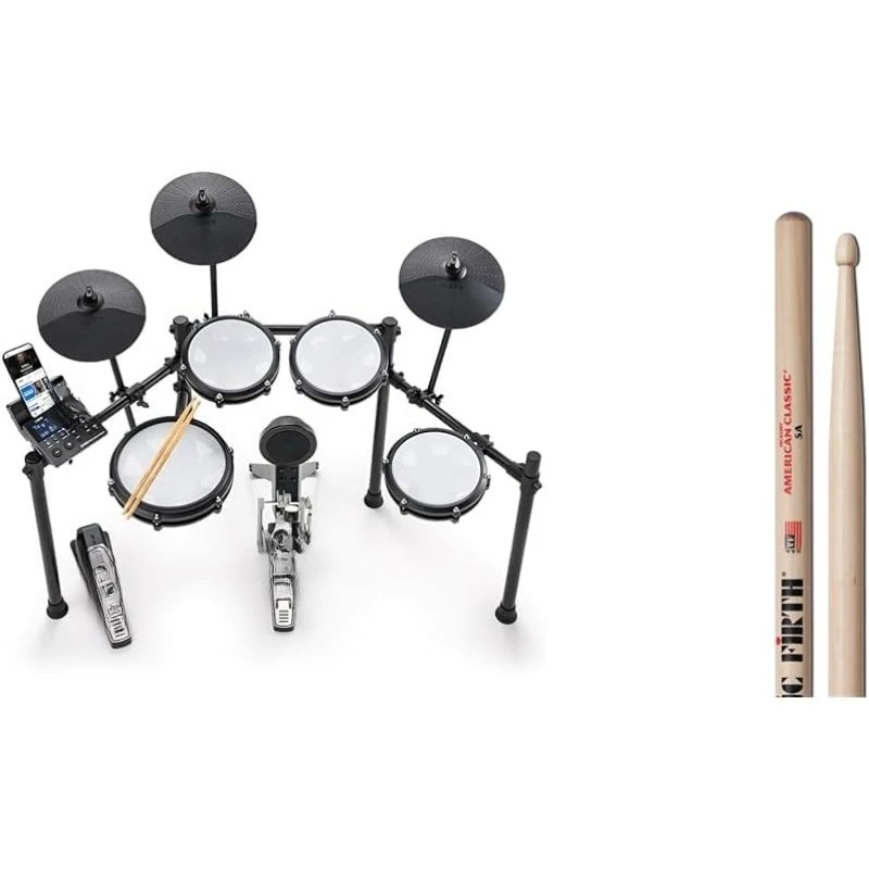 Nitro Max Kit Batería Eléctrica con Almohadillas de Malla Silenciosas, Caja de Zona de 10", Bluetooth, Más de 440 Sonidos, Drumeo, USB MIDI, Kick