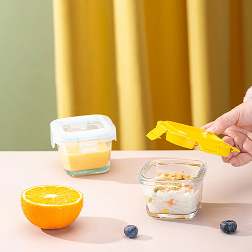 

Набор из 4 стеклянных мисок с крышками для микроволновой печи, портативных контейнеров для хранения закусок, салатов, фруктов, овощей и детского питания