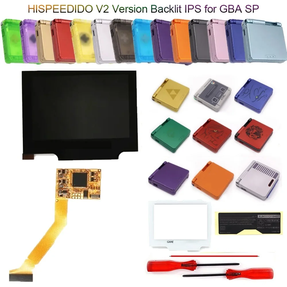 

HISPEEDIDO V2 IPS-экран GBA SP 3,2-дюймовый сменный ЖК-экран для Gameboy Advance SP, корпус IPS высокой яркости