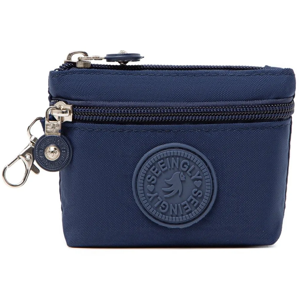Portable Solid Color Women Wallet Nylon with Keychain Credit Card Holder Waterproof Mobile Phone Bag Ladies