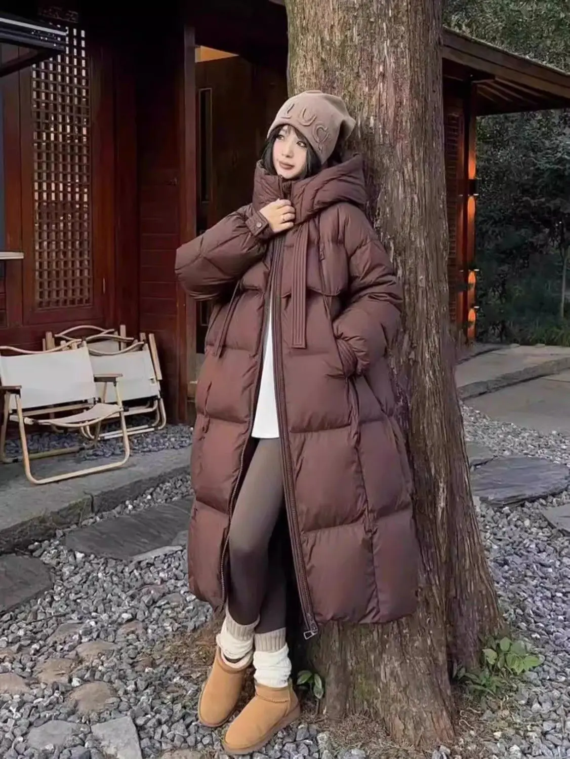 Black Winter Coat 2026 New Women's Thick Cotton Parka Jacket Korean Oversized Loose Hooded Coats Female Casual Long Overcoat