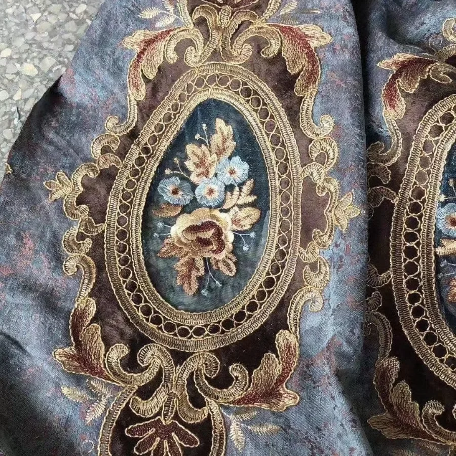 

New Atmospheric Hollow Curtain Fabric Villa Living Room Luxurious Flower Blooming Embroidery Curtain for Living and Bedroom