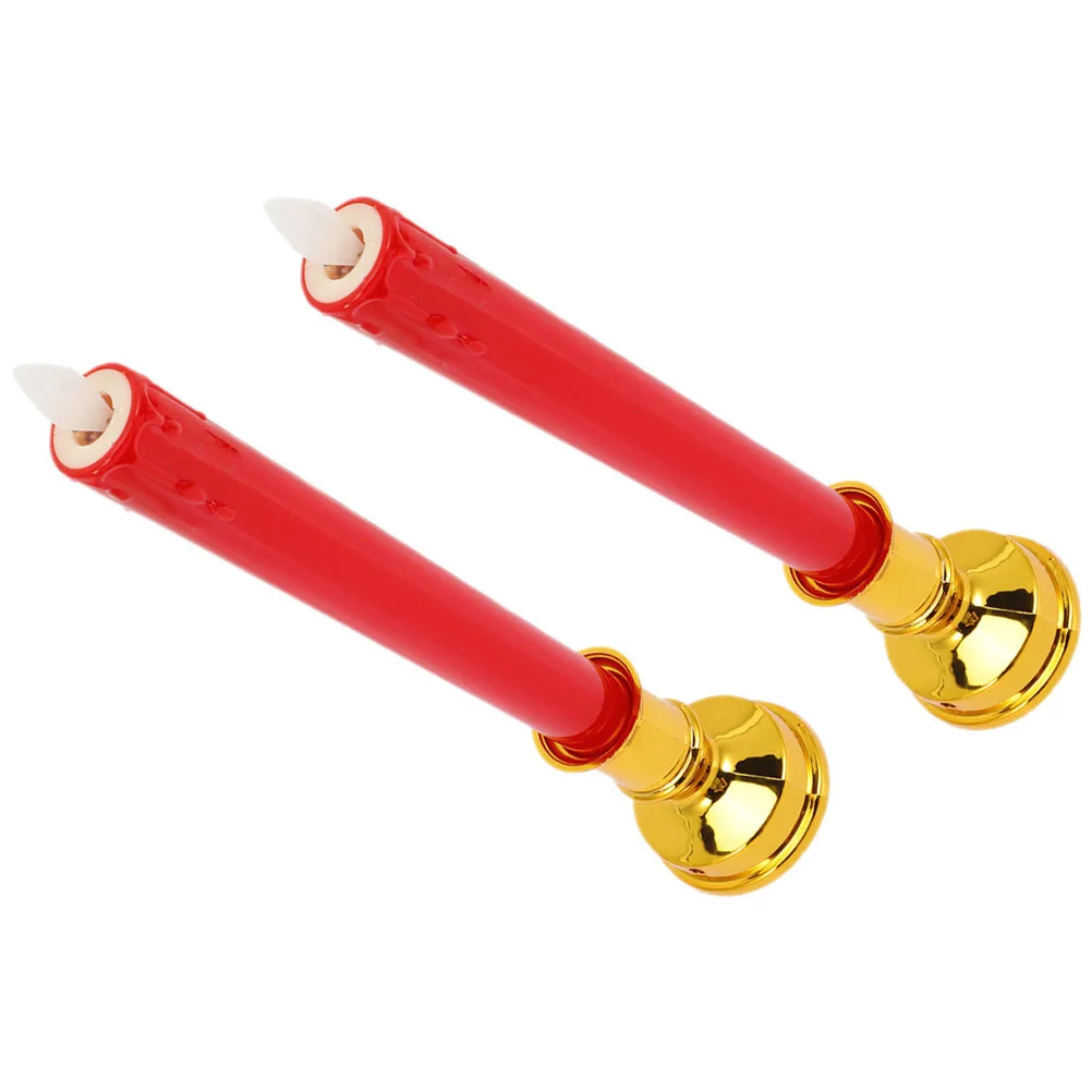 

2Pcs LED Light Electric Candles Flameless Operated for Home Decor Wedding Festival Buddha Offering