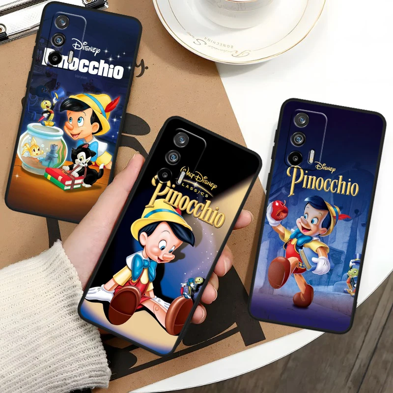 Disney Pinocchio Cute For OPPO Realme GT3 2 C55 C33 C35 C30S C31 X3 X2 Q5i Q3S C21Y Pro Black Silicone Phone Case