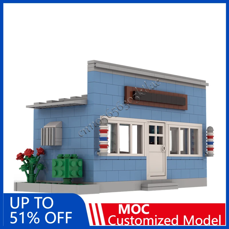 

609 PCS City Engineering Barber Shop MOC Customize Modular Building Block Model Popular Simple Creative DIY Birthday Toy Gift