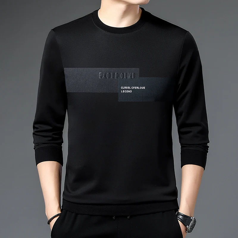 Spring Autumn Men\'s Trend Long Sleeve Printing T-shirt Fashionable Vintage All-match Handsome O-Neck Loose Tops Male Clothes