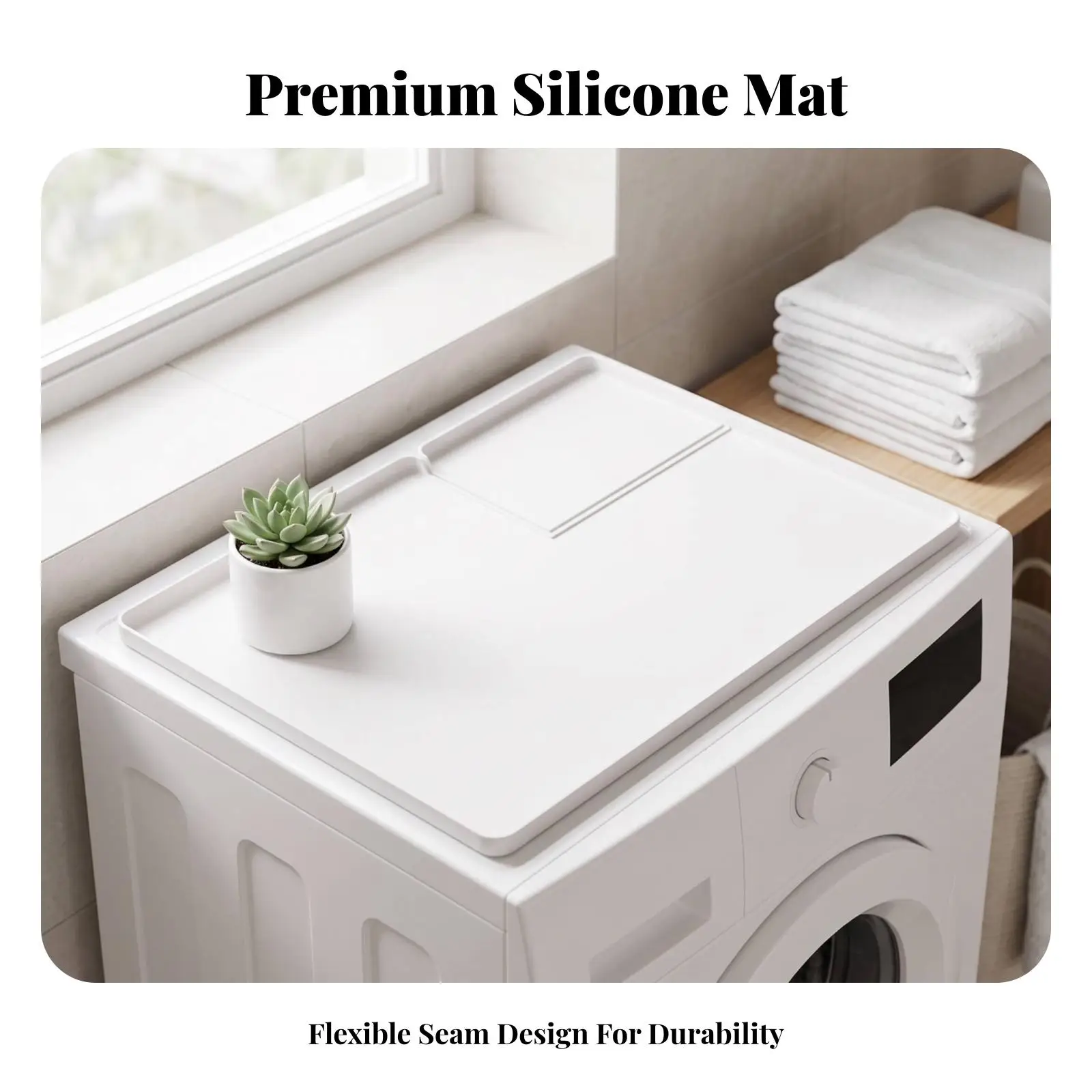 Large Silicone Protector Pad for Dryer Top Raised Edge Spill Guard Mat for Washer and Countertop Workspace