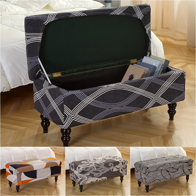 Housse de repose-pieds Ottoman imprimée, 1 pièce, housse de rangement extensible pour Piano, rectangulaire, antidérapante, repose-pieds de chevet, housse de pouf