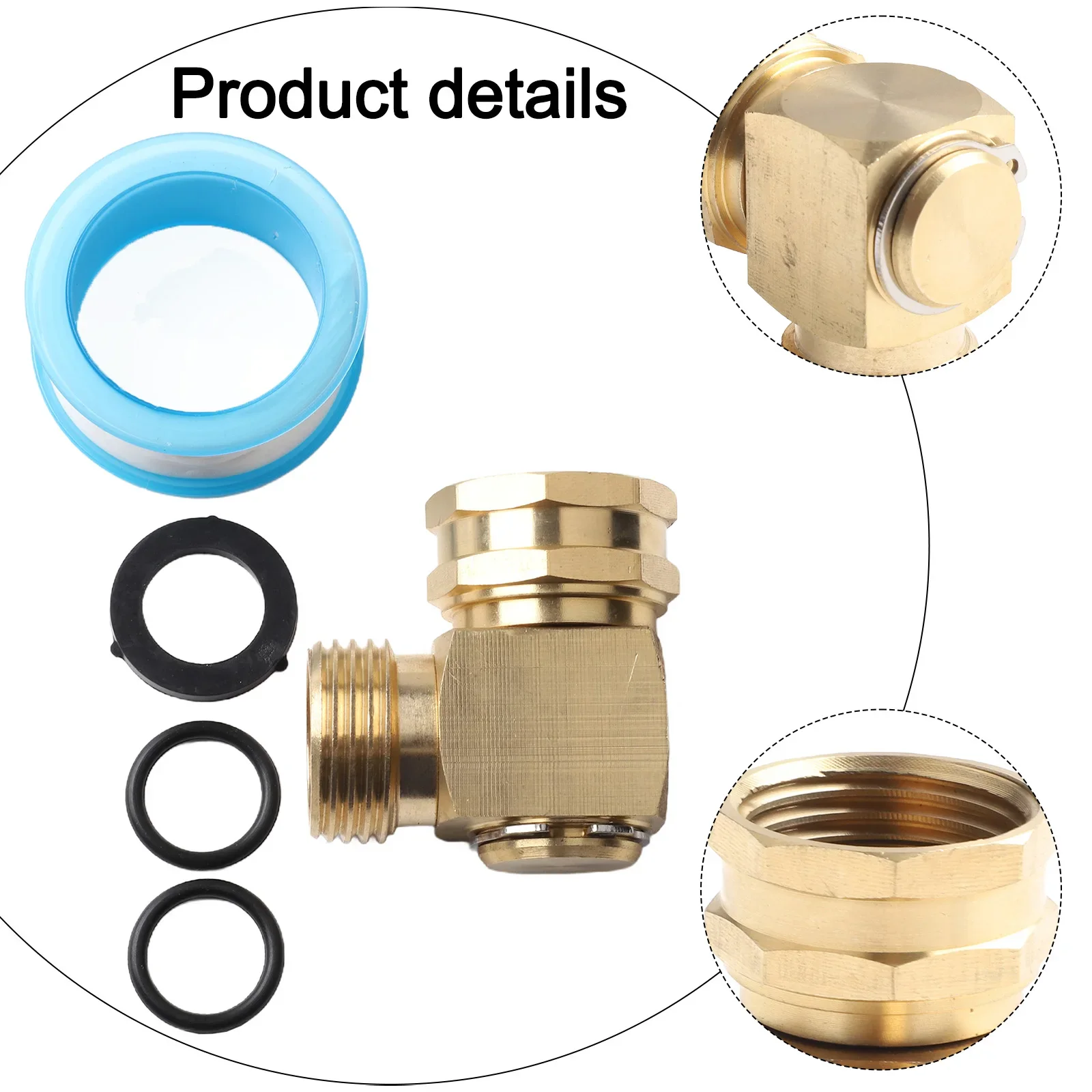 

1x Garden Hose Swivel Elbow Connector 90 Degree Solid Brass Adjustable 180° Swivel For Wash Cars Water Pipe Connection Adapter