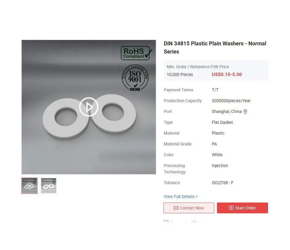 DIN 34815 Plastic Plain Washers - Normal Series