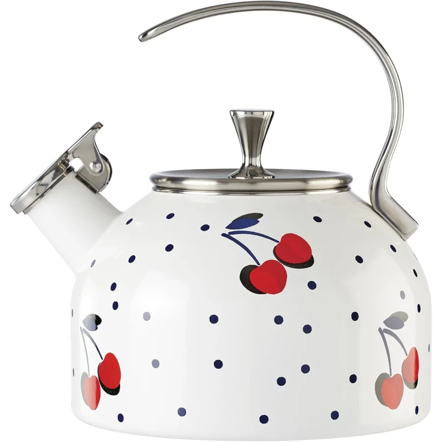 

Vintage Cherry Dot Tea Kettle 3.70 LB for Home Kitchen Use Elegant Design with MultiFunctional Heating and Pouring Spout Perfec