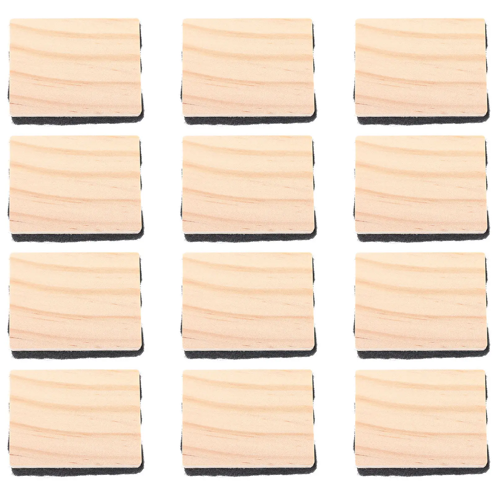 12Pcs Mini Wooden Chalkboard Erasers Soft Touch Dust-Reducing Blackboard Erasers for Students Teachers Classrooms Learning