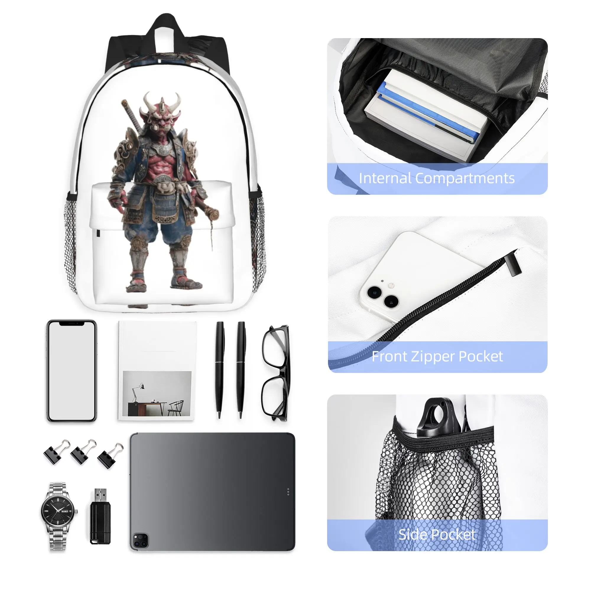 Akioni The Crimson Samurai Demon Backpack Hot Sale Daypack  Boys Girls BookBag Shoulder Bags for Men Women School Bag