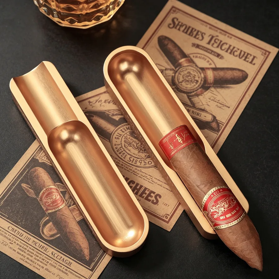 

Metal Cigar Ashtray with Built-in Precision Measuring Scale, Portable Stable Cigar Holder, Trendy Cigar Accessories for Men