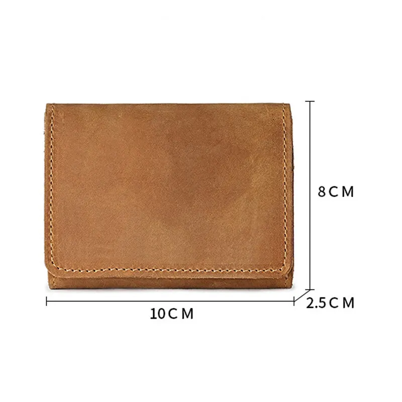 Vintage Crazy Horse Leather Credit Card Holder Wallet Mens Real Cowhide Slim ID VIP Business Cards Small Change Coins Purses