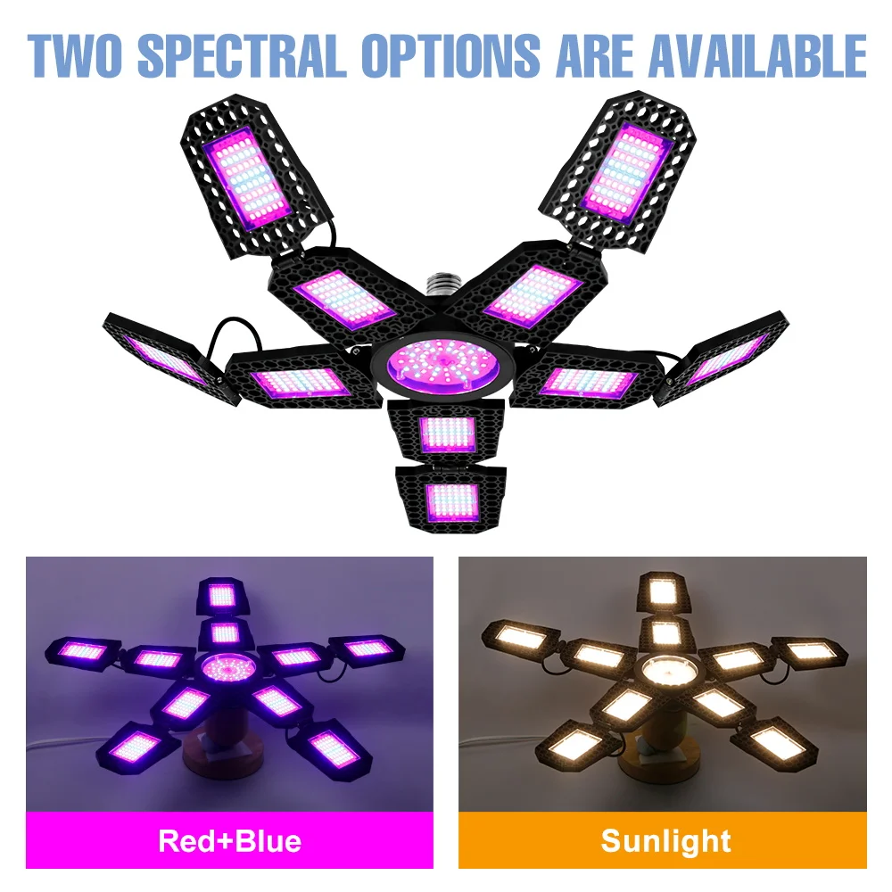 E27 LED Pianta Coltiva La Luce Spettro Completo Semi di Fiori Idroponica Serra Tenda Verdure Lampada Coltivazione Pieghevole Deformazione