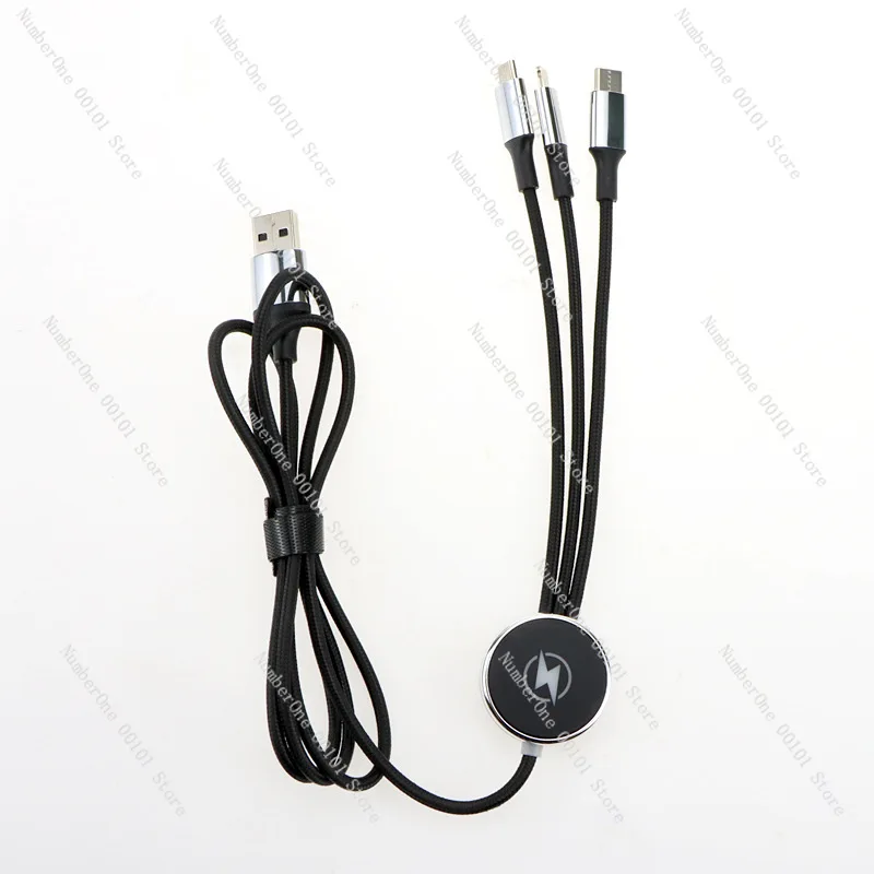 100PCS 3 in 1 Data Charging Cable Woven LED Luminous Logo Promotional Gift Manufacturer Wholesale Lot