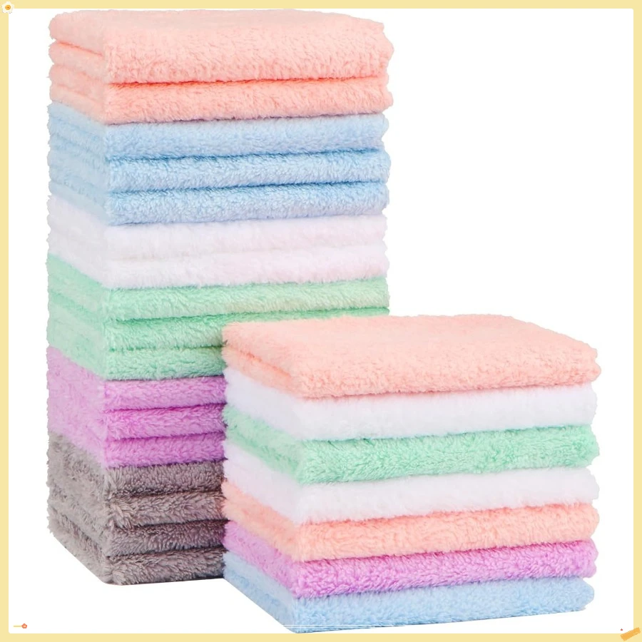 

Baby Washcloths 24-Pack(7''x9''), Microfiber Coral Fleece Baby Towels, Super Soft and Absorbent Wash Cloths for Newborns