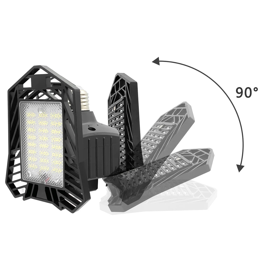 LED Garage Light 60W LED Shop Light 3 Adjustable Panels 6000LM E26/E27 Deformable LED Garage Ceiling Lights For Garage Workshop