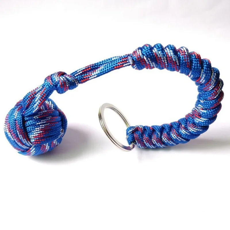 Hanging Bracelet Outdoor Self Defense Monkey Fist Rope Steel Ball Broken Window Breaker Personal Safety Keychain Tools