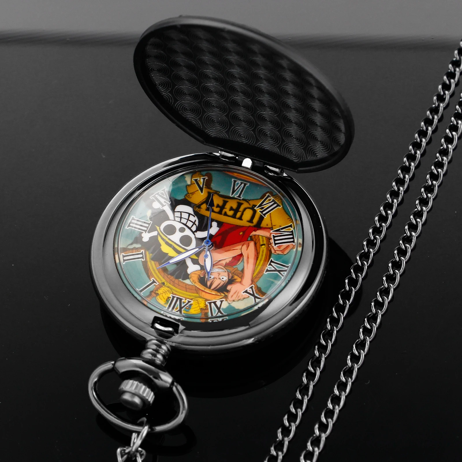 Cute Anime Cartoon Yellow Hat Pirate Group orologio da tasca al quarzo popolare collana da uomo ciondolo orologio gioielli da donna regali