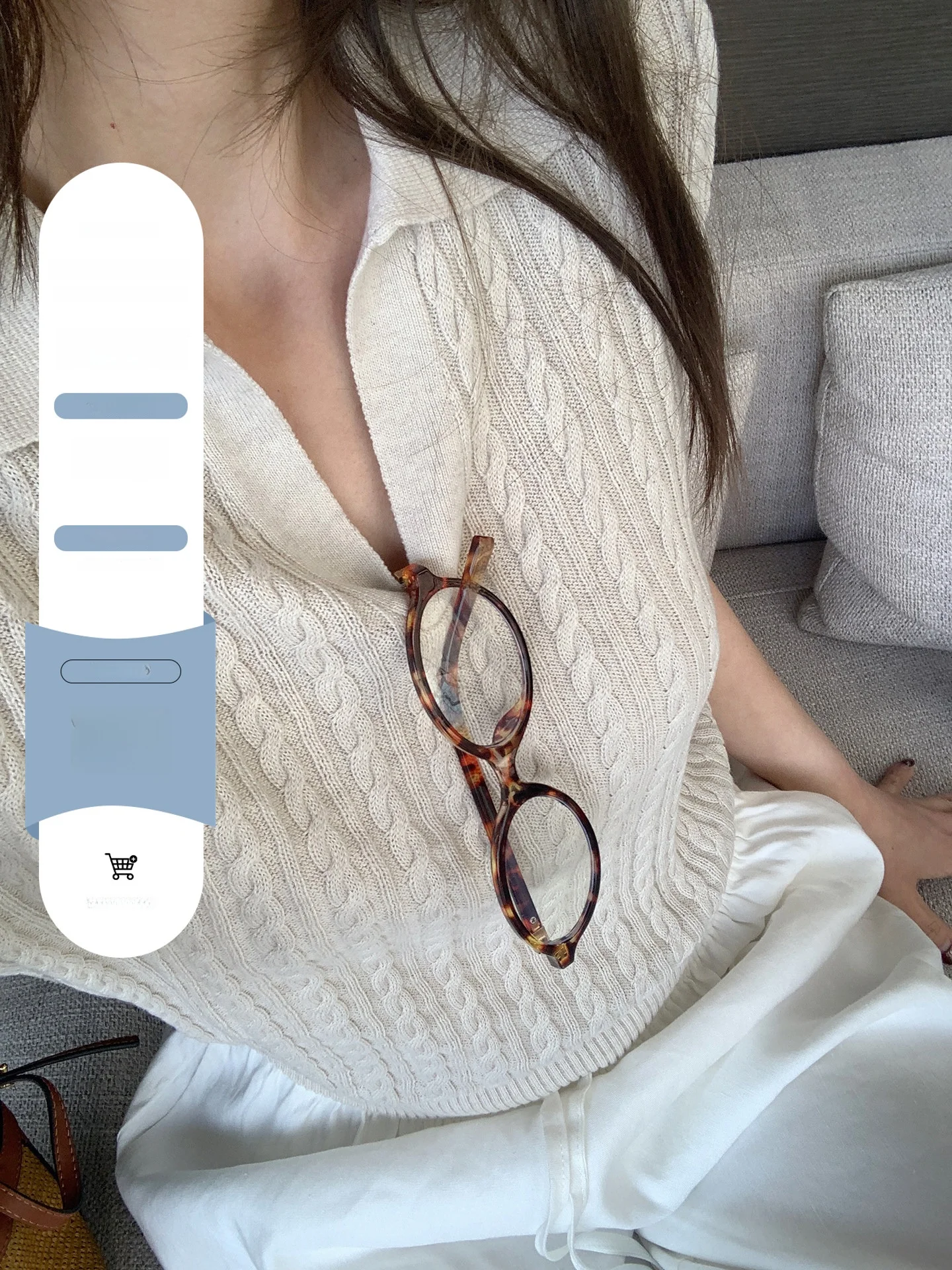

Blue Casual Short Sleeve Knitted Shirt Women's Spring Summer New Style Twist Knitwear Turn-down Collar Light Weight