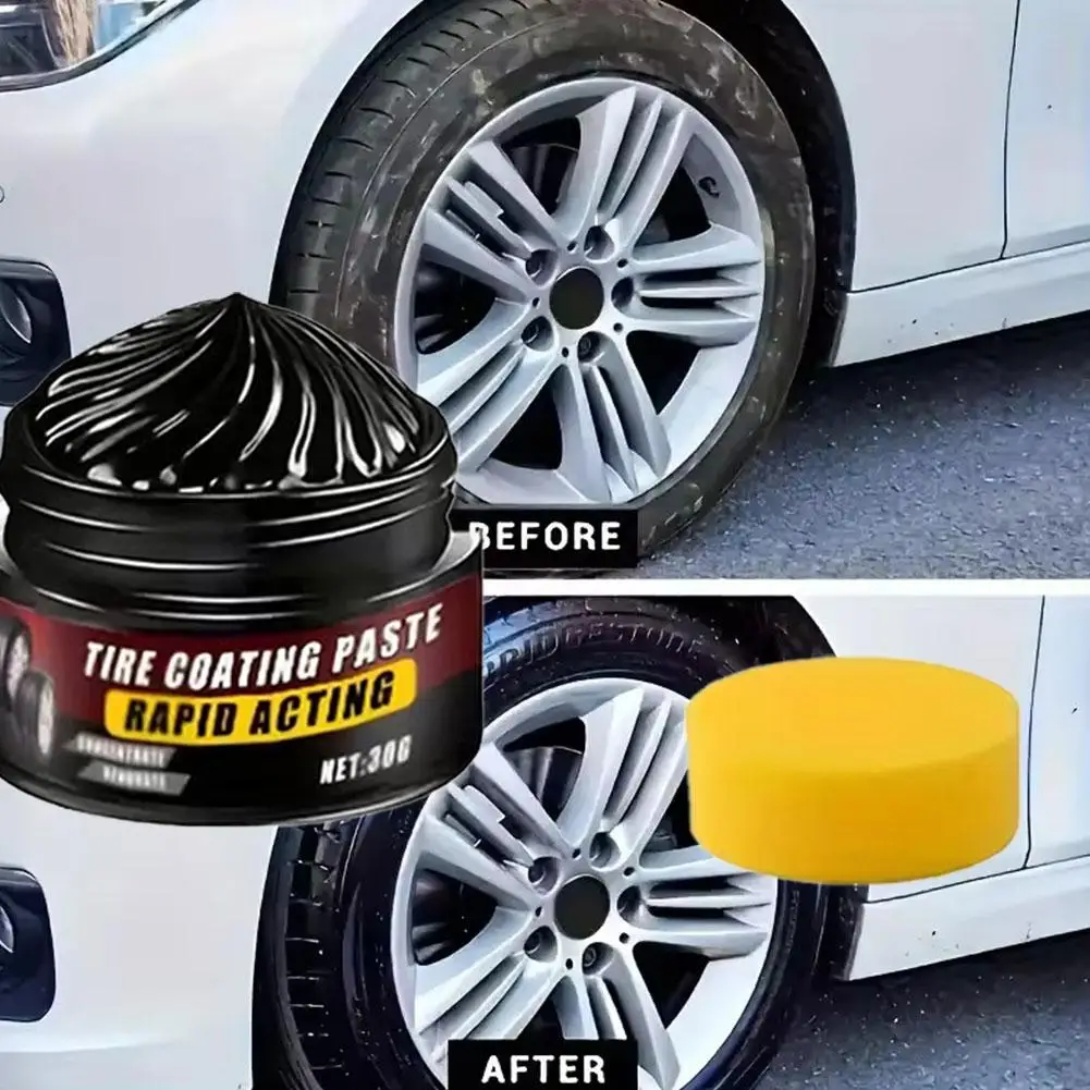 Professional Car Tire Shine Wax – 30-Day UV Protection & Waterproof Coating, Restores Black Finish & Prevents Cracking