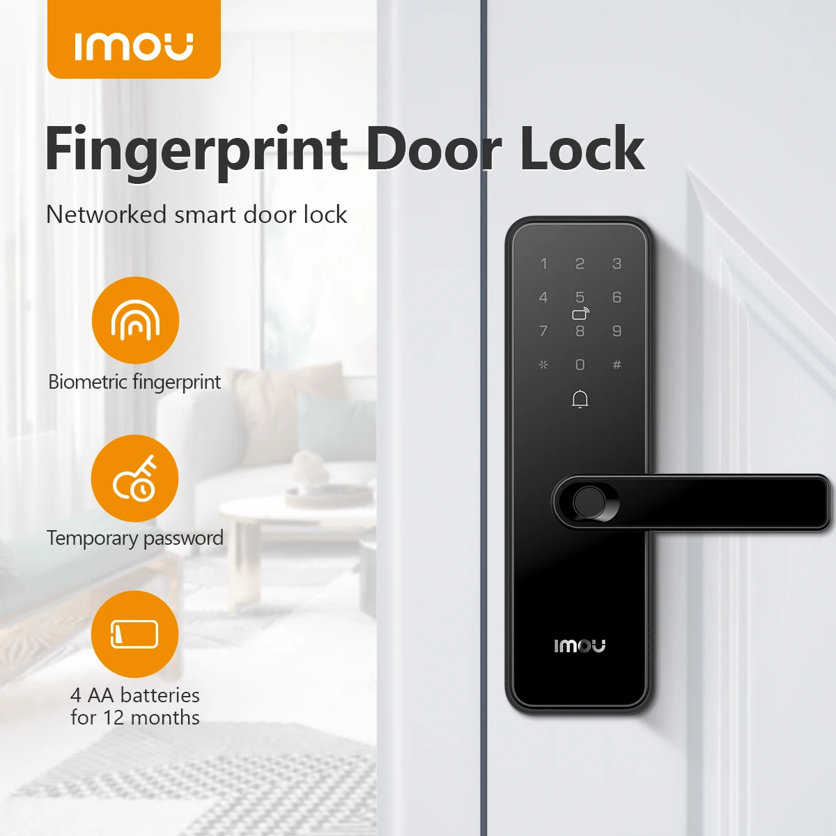 IMOU Fingerprint Door Lock Digital Electronic Biometric Voice Announcements App Control Smart Home Security Protection