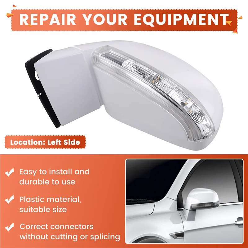 ل كابتيفا 2008-2017 باب الجناح مرآة الجانب مرآة الرؤية الخلفية الجمعية 6 دبابيس التدفئة + LED الأبيض 96818101 اليسار