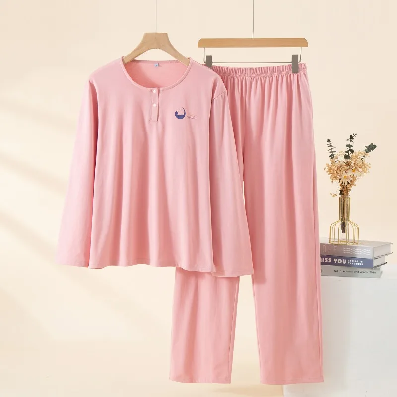 Comfort Built-in Bra Henley Pajama Set. Soft Knit Long-Sleeve Loungewear with Support. Perfect for Home & Casual Outings.