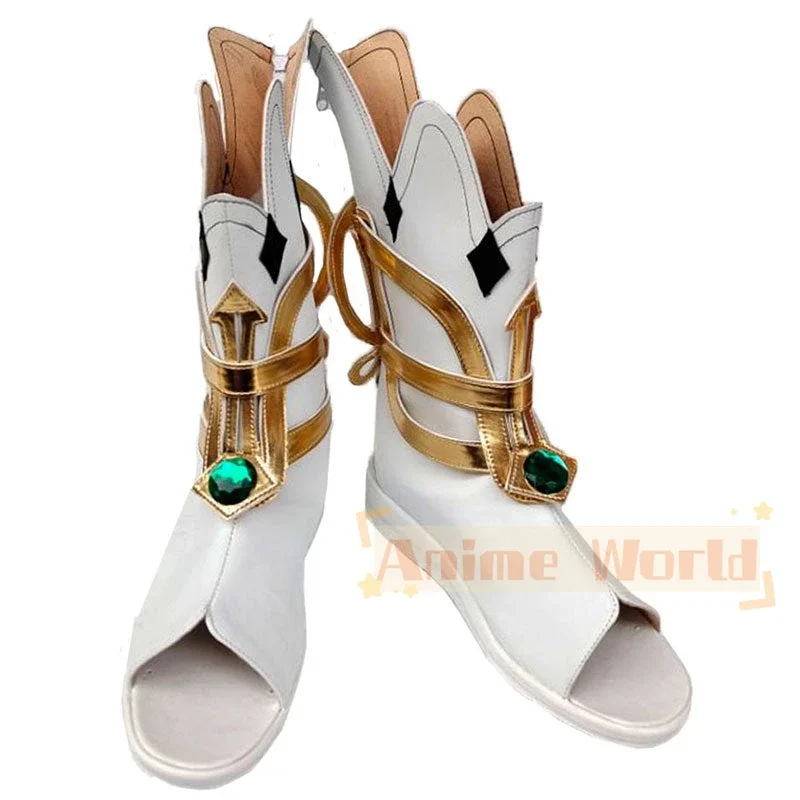 Genshin Impact Nahida White Golden Shoes Cosplay Boots Halloween Carnival Boots Custom Made